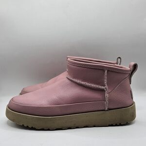 UGG CLASSIC SUGAR ULTRA MINI SHELL LEATHER SHEARLING BOOT